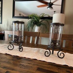 Beautiful candle holder, glass and iron.